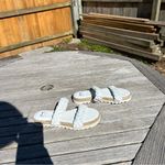 Marc Fisher  Jaimee White Leather Espadrille‎ Slide Sandals size  6 Photo 1