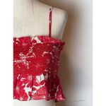 Lisa Marie Fernandez Tank Top 6 Red White Floral Print Smocked Cropped Cami Boho Photo 4