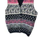 Vintage Southern Lady Knit Sweater Vest Sleeveless 100% Acrylic Black Pink Beige Photo 2