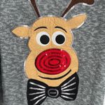 Holiday Time  Women's Black and Gray Crewneck Sweater Rudolph 3X sequins holiday Photo 5