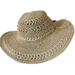 Scala Women’s Woven Crocheted Packable Raffia Paper Tan Sun Hat Bow One Size Photo 5
