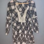 Free People black plaid ruffle hem crotchet dress Photo 4