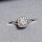 14KT White Gold Natural Mined Diamond Cushion Halo Engagement Ring Size 6 Photo 0