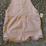 Free People Torn Up Jumper Frayed Hem Overalls Mini Dress Size 6. Pink D… Photo 4