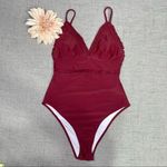 Cupshe  Ruffle One Piece Swimsuit Red Maroon Small Nwt Photo 4