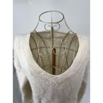 Everly Ivory Pullover V-neck Sweater Size Medium Eyelash Feather Texture Photo 6