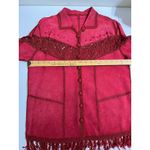 Vintage Red Suede Crochet Fringe Jacket Boho Western Bohemian Festival Size M Photo 5