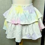 Love Shack Fancy  Ruffle Tie-Dye Blue Mini Skirt Photo 0