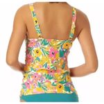 Anne cole  Womens Floral Underwire Tankini Swim Top Orange Green 32C/34B Photo 1