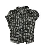 The Limited ‎ Womens Sheer Button Up Blouse Size L Short Sleeve Top Black White Photo 5