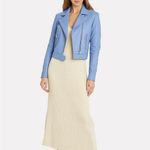 IRO  Women's Hartley Leather Moto Jacket Size 10 In Blue LT Photo 2