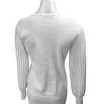 Nanette Lepore  White Metallic Rib Knit Long Sleeve Pullover Sweater Top Size M Photo 2