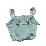 ASTR the Label Aqua Blue Satin Ruffle Crop Top small chic boho Photo 3