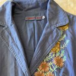 Johnny Was Blue Floral Embroidered Jacket Button Small Boho Whimsy Photo 5