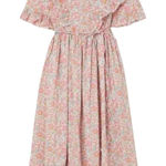 Horror Vacui Dorothy Ruffled Floral Cotton Poplin Midi Dress Size Medium Photo 0