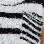 Daytrip  Fuzzy Eyelash Black Ivory Striped Sweater Size Small Photo 1