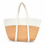 Tan and Cream Women's Tote Bag Fashionable large capacity woven, shoulder bag Photo 0