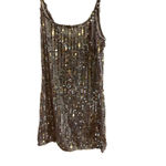 Women's XS Silver Sequined Mesh Tank Top Sleeveless Party Camisole Photo 1