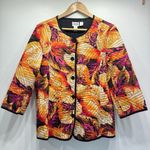 Chico's Chico’s Geo Floral Reversible Embroidered Quilted 100% Cotton Jacket Size 1/M Photo 1