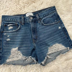 Abercrombie & Fitch Mid Rise Boyfriend Shorts Blue Denim Distressed Size 27/4 Photo 0