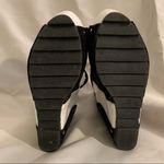 Black and white vegan leather platform open toe shoes. Size 6.5 Photo 3