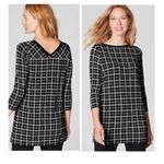 J Jill Wearever Womens Black Windowpane Tunic Top Sz L Office Career Minimalist Size L Photo 5