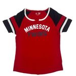 Campus Lifestyle MLB Minnesota Twins Women's Notch Neck Raglan Short Sleeve T-Shirt in Red, Small Photo 0