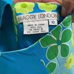 Maggy London Vintage Silk Tropical Floral Maxi Dress Sleeveless Tie Back Size 10 Photo 4