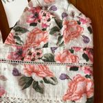ZARA Floral White and Pink Crop Top with Tie Back Photo 3