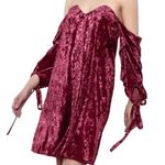 AO Wine Crushed Velvet Loose Off Shoulder Dress Size Small NWT Red Photo 0