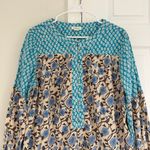 Sundance  Womens Explorer Blue Floral Patchwork Long Sleeve Large Blouse Top Boho Photo 2