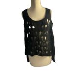 Lush Clothing Boho Gothic Punk Open Knit Crochet Long Sleeve Cold Shoulder Top Lush Black S Photo 1