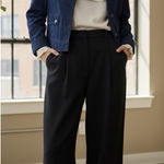 Akris Punto Dark Blue Denim Cropped Jacket See Measurements Collarless Photo 0