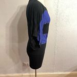 Vanilla Bay  Black & Blue Striped Drape Sleeve Long Tunic Blouse with Studs Small Photo 4