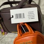 Steve Madden Bharlan Chocolate Shoulder Handbag with Bold Orange Mini Purse Photo 10