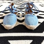 Aquazzura Belgravia Flat Lace Up Espadrilles in Light Denim Blue Size 6 Photo 4