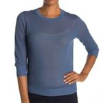 Vince Sheer Textured Knit 3/4 Sleeve Pullover Sweater in French Blue Size S Photo 1