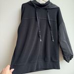 Alo Yoga Black Mixed Media Nylon Oversized Relaxed Hoodie Size Small Gym Travel Photo 2