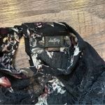 Daytrip  High Neck Long Sleeve Black Floral Blouse with Lace Keyhole Size XS Photo 2