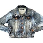 Dollhouse Medium Blue Denim Jacket Distressed Classic Jean Coat Stretch City Chi Photo 8
