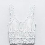 ZARA  white satin ruffled top Photo 0