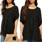 Free People Linen Puff Sleeve Bohemian Elsie Tunic Dress / Top Black Size Small Photo 8