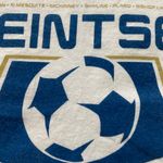 white blue tan gold soccer tee Size M Photo 2