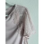 Ann Taylor LOFT Women's Large Maeve Mixed Media Blouse Crochet Lace Sleeved Shirt Top Photo 8