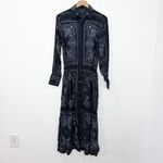 Madewell Relaxed Long-Sleeve Tiered Midi Dress in Bandana Dark Navy NWT XS Photo 1