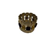 Gold toned brown and yellow rhinestone chunky statement bracelet Photo 5