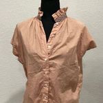 A Shirt Thing Pink Mandarin Collar Ruffled Button Down Shirt Photo 0