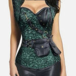 Charmian Corset Pirate Gothic Slytherin Black Lace Green Size 3X Photo 0