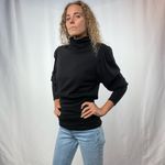 Vintage Valentino Miss V Wool Ruched Turtleneck Sweater in Black Size Small Photo 1