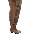 Pierre Dumas  Snakeskin Chunky Heeled Knee High Boots Taupe Suede 8.5 Wide Calf Photo 7